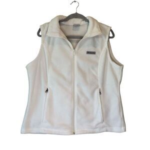 Columbia Womens XL Fleece Vest Full Zip with Zipper Pockets Ivory